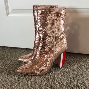 Fun rose gold sparkle boots, like new
